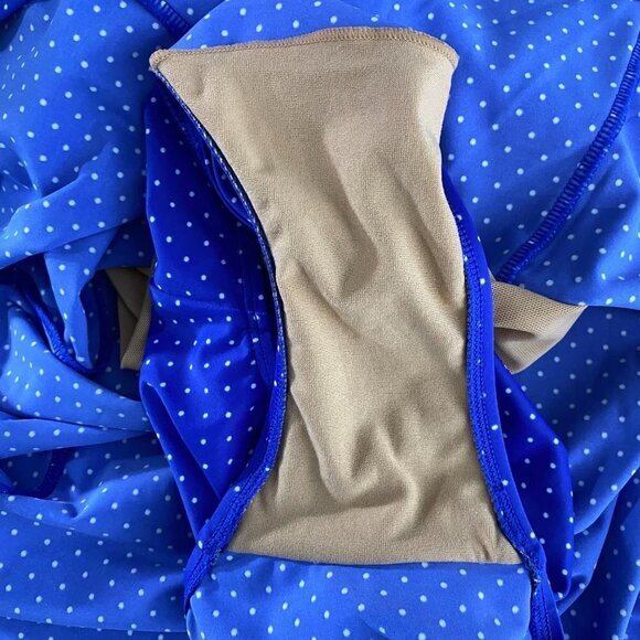 L.L. Bean One Piece‎ Swimsuit Dress Size 10 Long Polka Dot Blue White SW-1724 - Picture 9 of 9